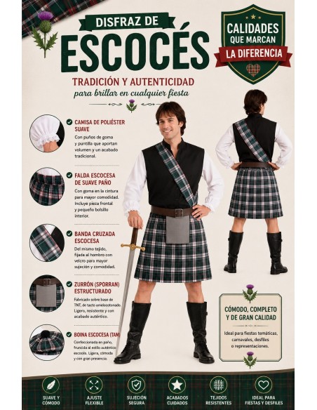 Costume écossais taille L | Costumes pour adultes Le Roi du Carnaval
